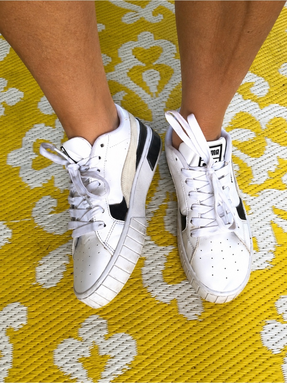 Puma Cali Star Sneakers Womens 8.5 White Black Platform Leather Shoes